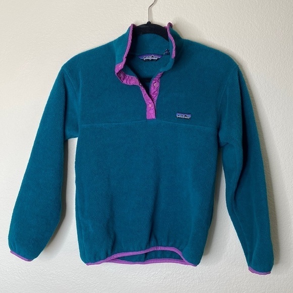Patagonia synchilla jacket kids 10? Green purple VGUC